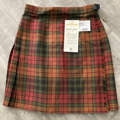 James Pringle Weavers Scotland Kilt 10 Kids Autumn Plaid Wool Highland NWT