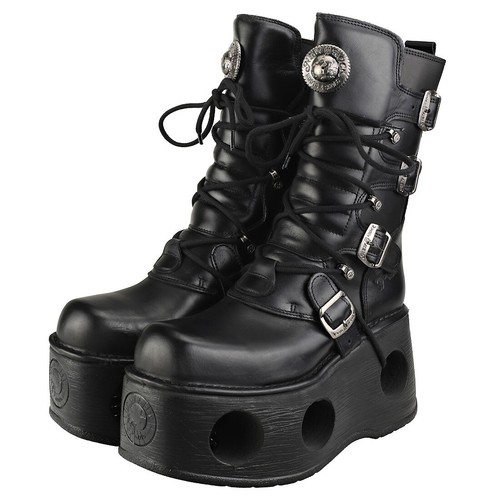 New Rock Space Metallic Neptuno Boots Unisex Platform Boots in Black - 5 UK - Picture 8 of 8