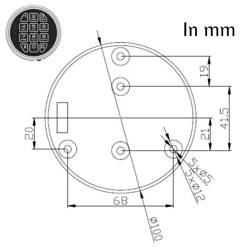 Teclado de repuesto de bloqueo de seguridad electrónico con bloqueo de solenoide y 2 llaves de anulación Foto 2 de 4