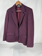 Vintage Plaid Blazer Pure Virgin Wool Coat Small Houndstooth Cottage