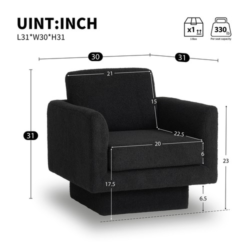360° Modern Swivel Accent Chairs set of 2,30" W Teddy Sherpa Round Armchair,Thic - Picture 14 of 72