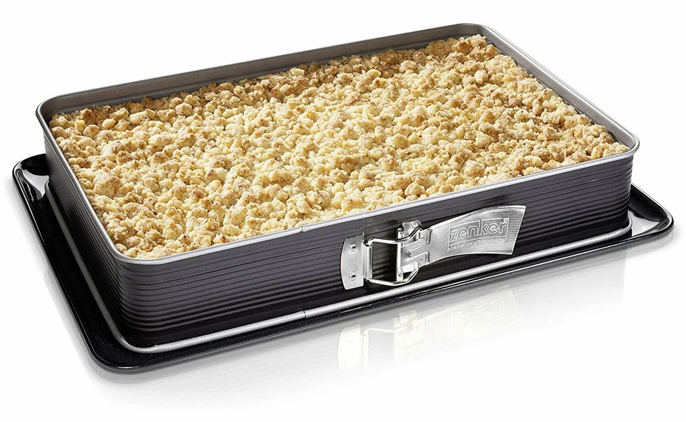 Zenker Blechkuchen-Springform mit Deckel DELUXE Kuchentransportbox Emaille-Boden - Bild 3 von 4