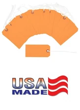 100 Orange Tags 4 3/4" x 2 3/8" Size 5 Inventory Shipping Hang Tag with String