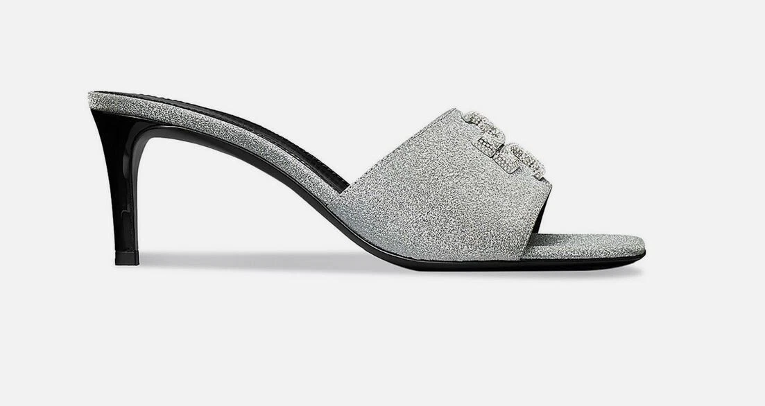 Nuovissimo sandalo tory burch wn 6 eleanor pave mule 65 mm pelle glitter 151838