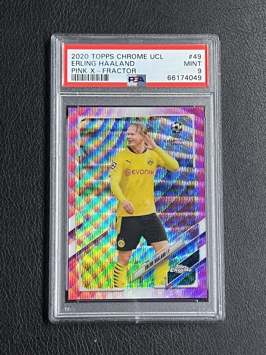 2020-21 Topps Chrome Pink X Fractor ERLING HAALAND PSA 9 MINT Manchester City