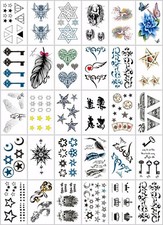 30 sheets feather keys stars temporary tattoo fake tattoo sticker
