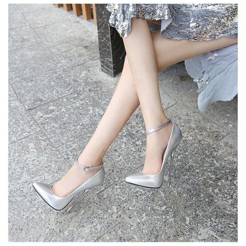 EUR34-EUR39 new pointed metal chain high upper stylish high-heel boots main image 1