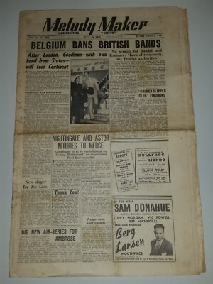 MELODY MAKER #832 16TH JULY 1949 FREDDY RANDALL CARLO KRAHMER BENNY GOODMAN