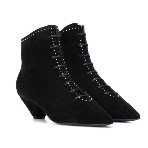 NUOVI in scatola YSL SAINT LAURENT Kate 45 Stivaletti in pelle scamosciata nera 39