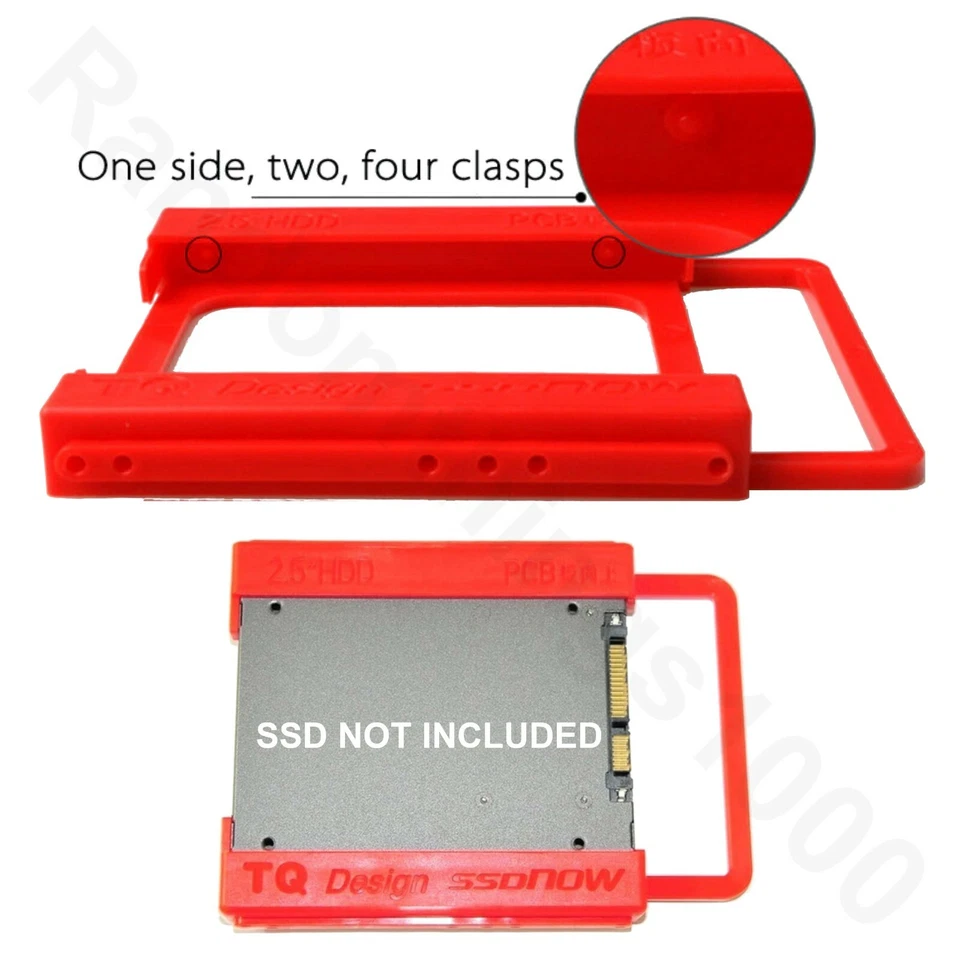 2.5" to 3.5" Bay SSD HDD Plastic Hard Drive Mounting Bracket Adapter Tray Red - Image 4 of 4