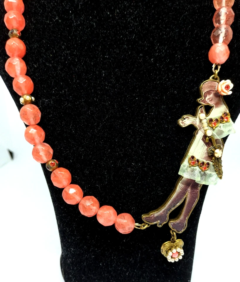 Precioso Collar Michal Negrin Piedra Cuarzo Rosa Cristales de Colores Único. Foto 2 de 4