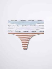 Calvin Klein Women's Carousel Logo Cotton 3-Pack Thong L/G