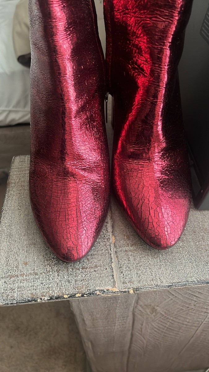 Saint Laurent Booties Cracked Leather Size 7 (size 37.5) With Box Saint Laurent Booties Cracked Leather Size 7 (size 37.5) With Box
