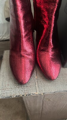 Saint Laurent Booties Cracked Leather Size 7 (size 37.5) With Box