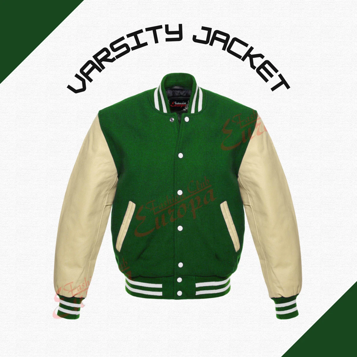 Bomber Baseball Wool Varsity Letterman Jacket High Quality Cream Leather Sleeves