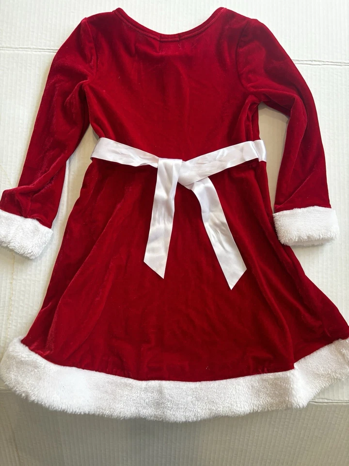 Vestido de terciopelo de Navidad rosa y violeta para niñas rojo y blanco talla 5 Foto 2 de 4