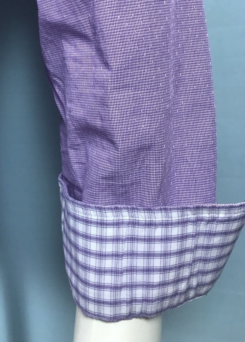 Chemise Isaac Mizrahi Homme - 17 XL 34/35 - Slim Fit Violet Motif Pied-de-poule