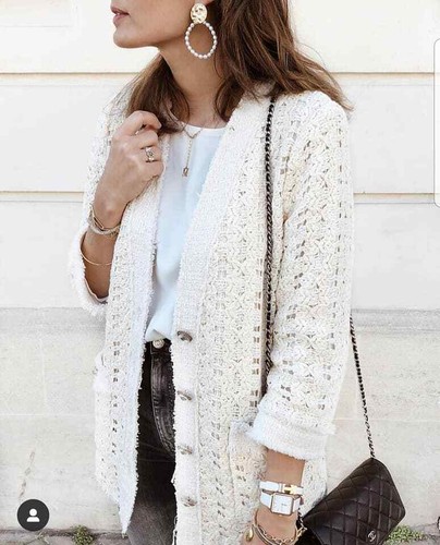 ZARA NEW OFF WHITE TEXTURED CARDIGAN 