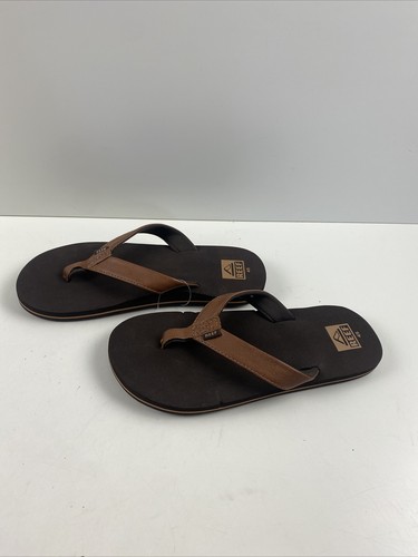 REEF Twinpin Brown Faux Leather Open Toe Flip Flop Sandals Kids Size 4/5 - 第 4/8 張圖片