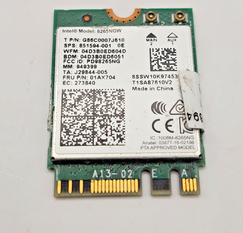Intel Wireless-AC 8265NGW Dual Band 802.11ac MU-MIMO WiFi Card+ Bluetooth 4.2 - 第 1/3 張圖片