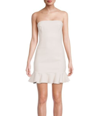 Susana Monaco L118805 Blanched Almond Strapless Faux Leather Mini Dress  Size M | eBay