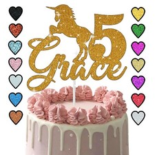 Personalised Cake Topper Unicorn Kids Birthday Girls Party Decor