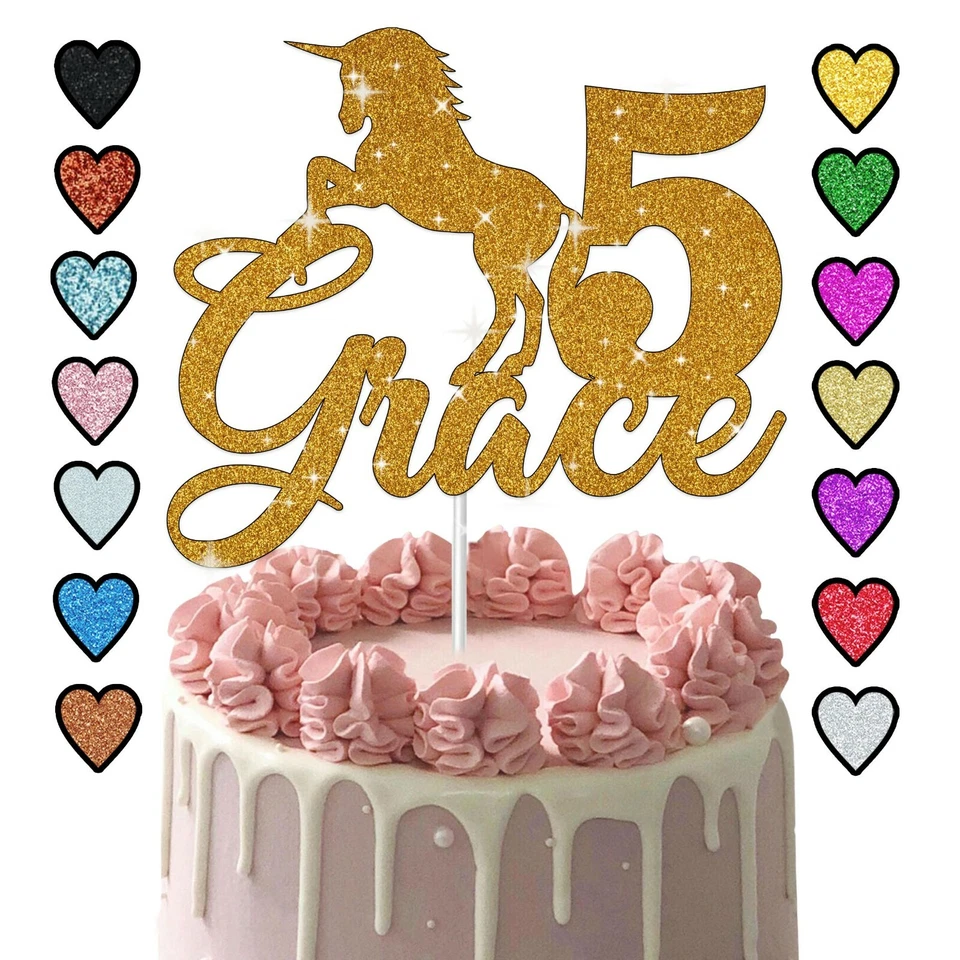 CRAFTMONK Personalised Cake Topper Birthday Party Unicorn Kids Girls
