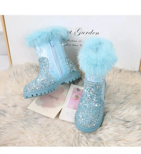 Winter Neu Elsa Kinder Mädchen Elsa Prinzessin Kristall Paillette Kurze Stiefel - Bild 23 von 42