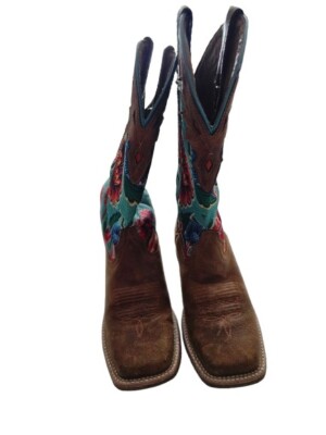 Bottes Western Cowgirl Ariat Pour Enfant Taille 6 - Pointe Carrée, Turquoise Et Rose