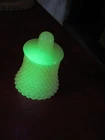 Vtg Green Yellow Uranium Milk Glass Hobnail Design Votive Cup Holder 4"