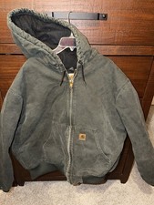 Vintage Carhartt J130 MOS Moss Green Active Jacket Duck Canvas Quilt Lined
