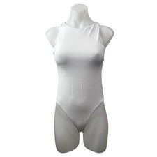 Zara Women's White High Neck Sleeveless Tank Camisole Cami Bodysuit Top Size M