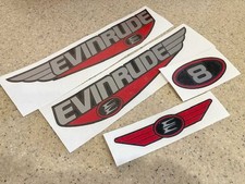 Evinrude 8 HV Perämoottori Vintage Tarrat Kit Vinyl HV FREE SHIP + FREE Fish Decal!