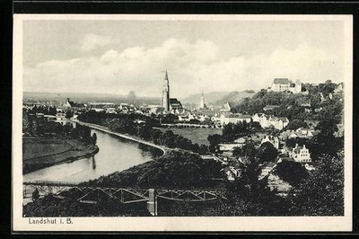 Landshut i. B., bird's-eye view of the town, postcard