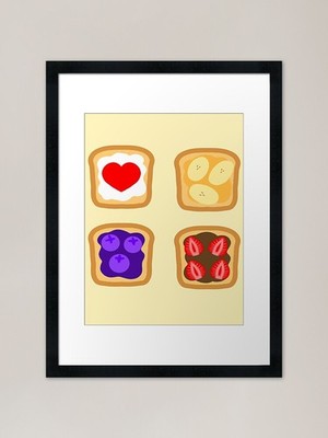 Kawaii Obst Toasts Frühstück Rahmen Gerahmtes Wandbild Poster Leinwanddruck Bild