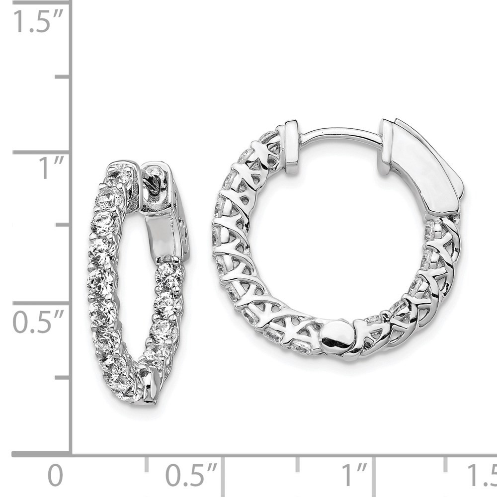 Sterling Silver 2.3mm Cubic Zirconia In & Out Round Hinged