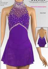 Ice skating dress Competition Figure Skating Twirling Costume purple