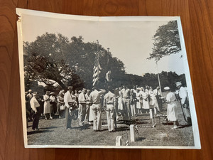 VINTAGE! 1955 BW Flag Raising Veterans Picture 8x10