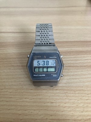 Citizen LCD DIGITAL Multi Alarm 40 1137 selten, vintage, farbige Knöpfe TOP
