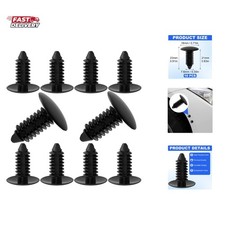 10 Pcs Black Bumper Plugs, License Plate Hole Plugs, Plastic Push Pins Automo...