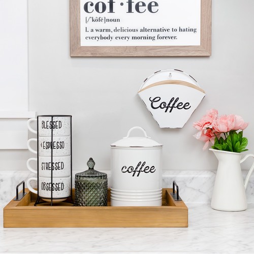 Enamelware Cone Coffee Filter Holder; Wall-Mount Modern Farmhouse - Picture 2 of 22