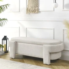 Linen Storage Bench with Extra-Large Storage Space and High-Density Seat Foam