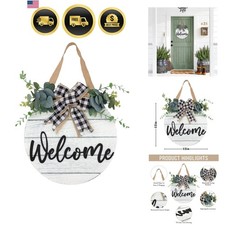 Welcome Wreath Front Door Decor Wooden Sign Farmhouse Wall Hanging