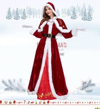 New Christmas Costume Xmas Ladies Party Santa Cosplay Women Long Party Red Dress