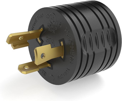 RVGUARD Generator Adapter Plug 3 Prong to RV 30 Amp, NEMA L5-30P to NEMA TT-30R