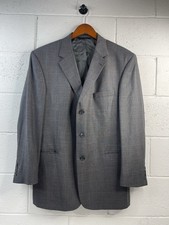 Jos. A. Bank Men's 100 Wool Gray/Blue Plaid Sports Coat Blazer Sz 44R