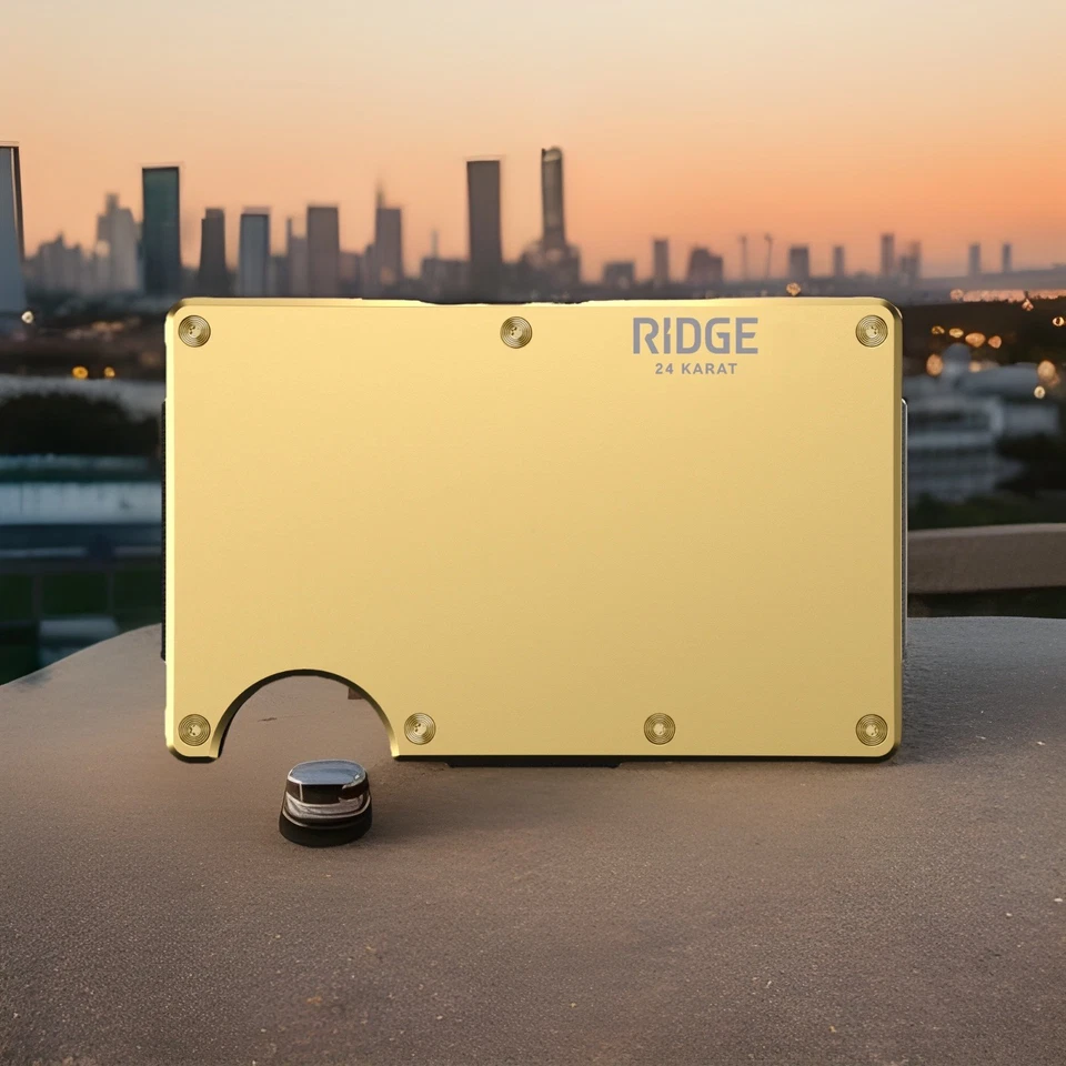 Ridge 2.0 Gold 24 karat Wallet RFID Blocking Minimalist for Men and Women New - Image 4 of 4