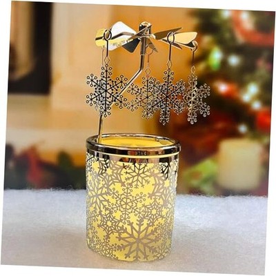 i Rotary Tea Light Carousel Angel Rotary Candle Holders Spinning Snowflake