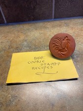 Vintage Rycraft pieczątka na ciasteczka (niezwykły wzór koguta) i książeczka z przepisami. Dobry.