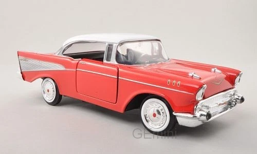 Chevrolet Bel Air rouge/blanc 1957 1/24 Motormax - Photo 1/1